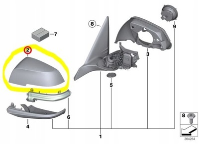 BMW 4 F32 F33 F36 2013- КОРПУС ЗЕРКАЛА НАКЛАДКА