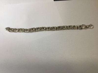 B474.Bransoletka splot królewski srebro 21 cm