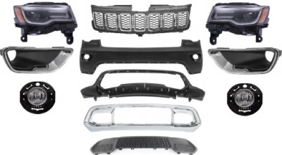 Бампер передній лампи решітка радіатора хром jeep grand cherokee iv wk2 2017-2021 фото №1