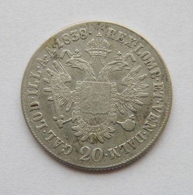 E393/ AUSTRIA 20 KREUZERS 1838 E SREBRO