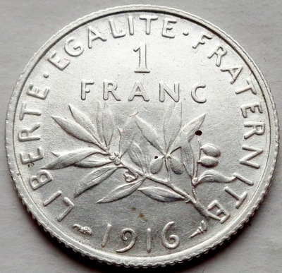 FRANCJA - 1 frank - 1916 - srebro