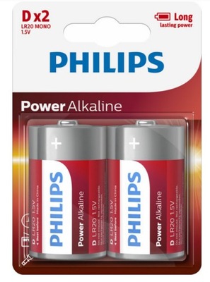 Baterie alkaliczne D Philips Power Alkaline x2szt