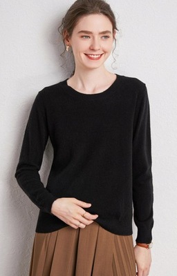 SWETER 100% WEŁNA MERINO WEŁNIANY CZARNY 5XL