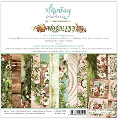 Zestaw papierów 15x15cm Mintay - Woodland - 24ark