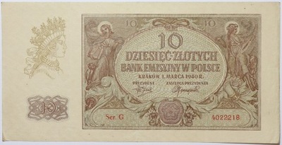 Banknot 10 Złotych 1940 rok - Seria G