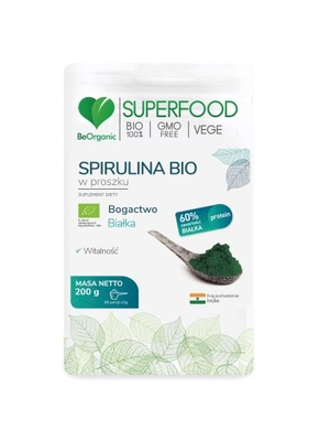 BeOrganic SPIRULINA BIO 200g SuperFood Odżywienie