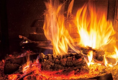 TŁO fotograficzne do 200x300cm Ogień do zdjęć kominek płonący drewno opałow
