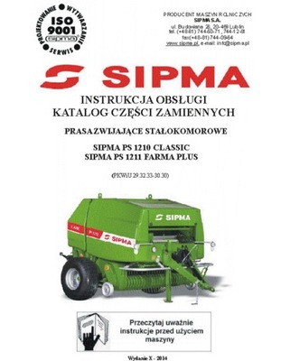 SIPMA PS 1210, 1211 - MANUAL / KATALOG (2014)  