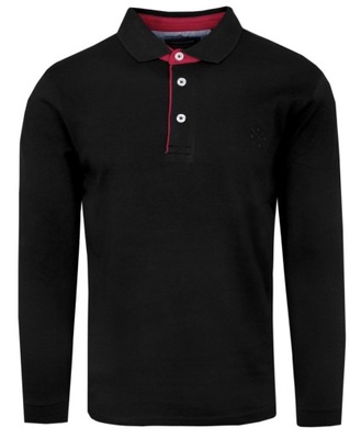 Koszulka Polo z Długim Rękawem - Pako Jeans - Czarna - XL