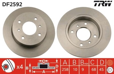 2X DISCO DE FRENADO NISSAN PARTE TRASERA PRIMERA DF2592  