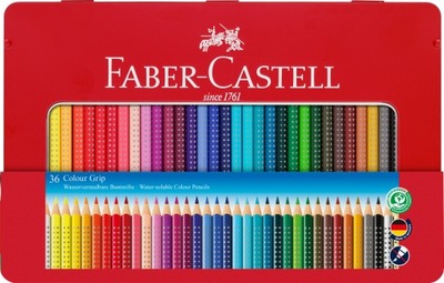 Kredki GRIP Faber-Castell ołówkowe 36 kolorów Opakowanie metalowe