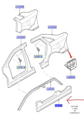 Плита / порог правый  ford focus mk1 1998-2005 седан фото №1
