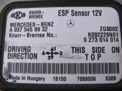 MERCEDES ACTROS MP4 E-6 SENSOR ESP A 0375459932.  