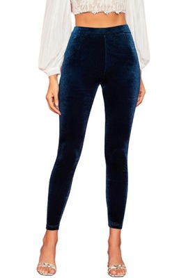 SHEIN GRANATOWE WELUROWE LEGGINSY DAMSKIE 44 VXC