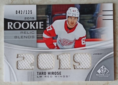 SP GAME USED 2019-20 2019 ROOKIE RELIC BLENDS TARO HIROSE RC JERSEY 42/125