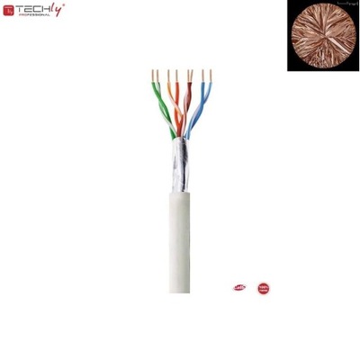 Kabel instalacyjny TechlyPro skrętka Cat6 F/UTP linka 100% miedź, 100m szar