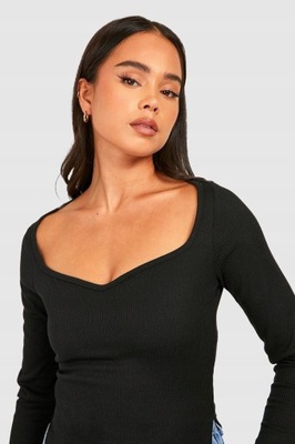 M0A020 Boohoo BOOHOO CZARNY DOPASOWANY TOP W PRĄŻKI 34 XS