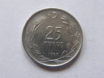 TURCJA TURKIYE 25 KURUS 1967 ROK BCM !!!!!!!! 1169