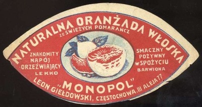 etykieta 1939 Monopol Leon Giełdowski Częstochowa