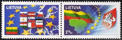 Litwa 2004 Znaczki 844-5 ** Unia Europejska flagi