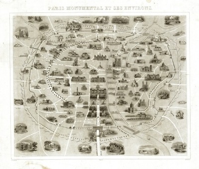 PARYŻ Mapa 60x80cm 1850r. M23