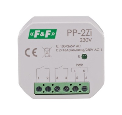 F&F Dopuszkowy elektromagnetyczny przekaźnik PP-2Z-LED 230 V
