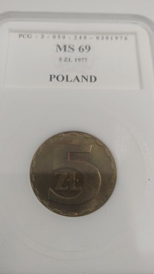 5zł 1977r Grading MS-69