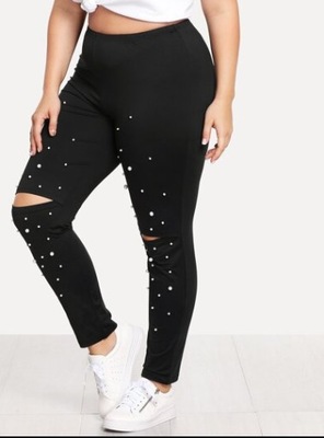 SHEIN PLUS LEGGINSY Z ROZCIĘCIAMI OZDOBNE 46 V3C