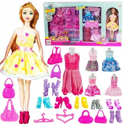 LALKA Z AKCESORIAMI ZESTAW GARDEROBA DLA DZIEWCZYNKI