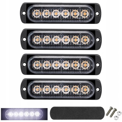 4 PIEZAS FARO LUZ DE POSICIÓN STROBO 6 DIODO LUMINOSO LED 12V-24V, BLANCO  