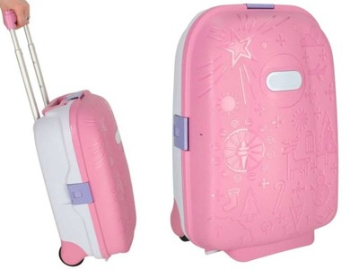 RÓŻOWA WALIZKA PODRÓŻNA DLA DZIECI NA KÓŁKACH BAGAŻ PODRĘCZNY RĄCZKA TWARDA