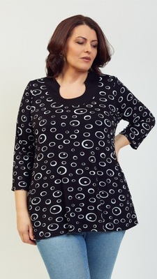 TUNIKA BLUZKA PLUS SIZE CZARNA W KÓŁECZKA 6XL 66