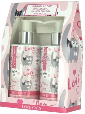 Vivian Gray Love Cats tekuté mydlo na ruky 250 ml + mlieko na ruky 250 ml, k