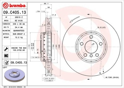 ДИСКИ ТОРМОЗНЫЕ ТОРМОЗНЫЕ ПЕРЕД BREMBO 09.C405.13 09C40513