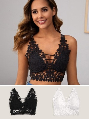 SHEIN BIAŁY CZARNY BRALET KORONKA 2PACK (S)