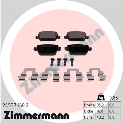 ZIMMERMANN 24537.160.2 КОМПЛЕКТ КОЛОДОК ТОРМОЗНЫХ, ТОРМОЗА TARCZOWE