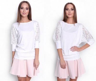 Bluzka nietoperz oversize luźna koronka, S/M