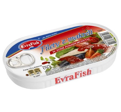 Evrafish filety makrela w sosie pomidorowym 170 g