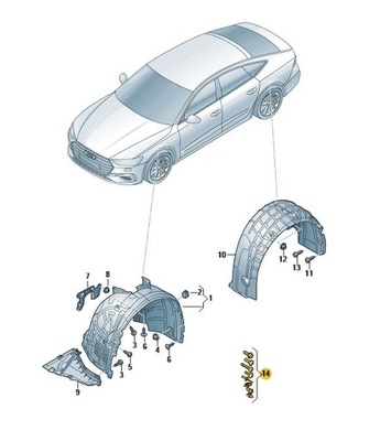 NOWE ORIGINALŪS AUDI OE 1 KOMPLEKTAS ELEMENTOW MOCUJACYCH : GAUBTAI 4K0098629 