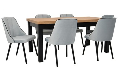 Stół S-7 90x170/250 cm + 6 krzeseł kubełkowe K-53