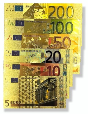 EURO Kolekcjonerski Zestaw Banknotów Pozłacanych CERTYFIKAT