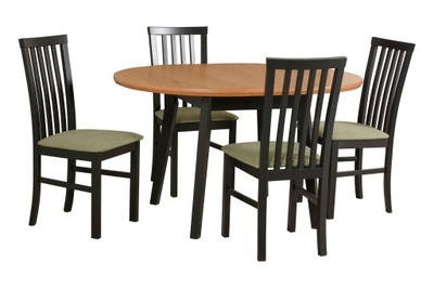 Stół okrągły rozkładany + 4 krzesła drewniane