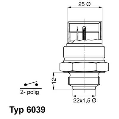 CONMUTADOR TERMICZNY, VENTILADOR DEL RADIADOR BORGWARNER (WAHLER) 6039.95D  