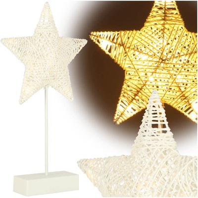 Dekoracja świąteczna stojąca gwiazda 39cm 10LED ciepły żółty zasilanie bate