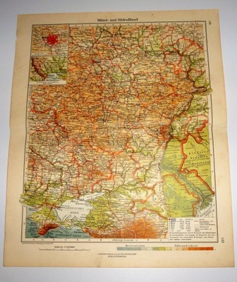 MAPA ROSJA POŁUDNIOWA 1934 Minerva Atlas