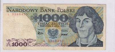 1000 Złotych Polska 1975 Seria L