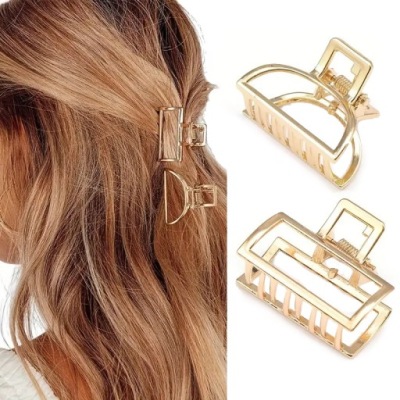 SPINKI KLAMRY DO WŁOSÓW ZŁOTE METALOWE SZCZĘKI KOMPLET 2 SZTUKI