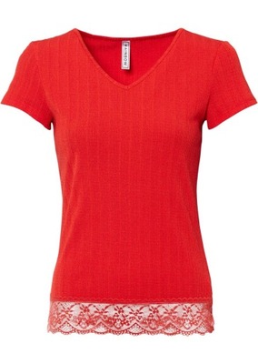 BPC ATRAKCYJNY T-SHIRT Z KORONKĄ W DOLNEJ CZĘŚCI 36/38