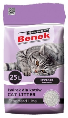 ŻWIREK BENTONITOWY SUPER BENEK LAWENDA 25L