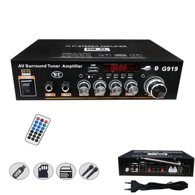 ZINTEGROWANY WZMACNIACZ HI-FI STEREO G919 BLUETOOTH 5.0+ PILOT ZDALNEGO STE